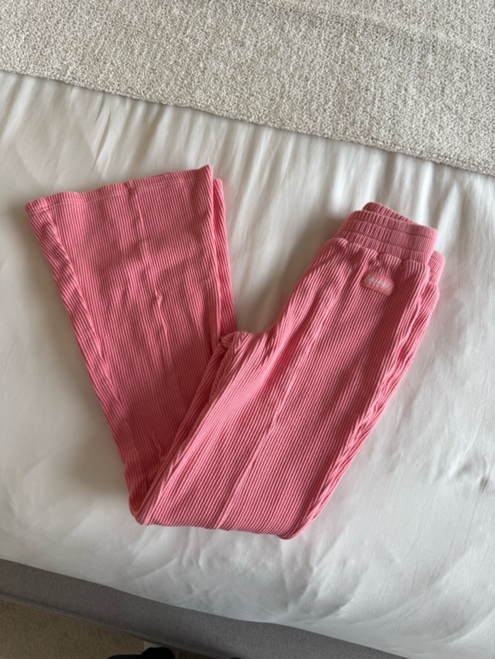 bo & tee Pink Ribbed Lounge Pants